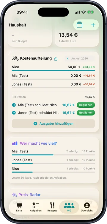 Velpi · Haushaltsansicht